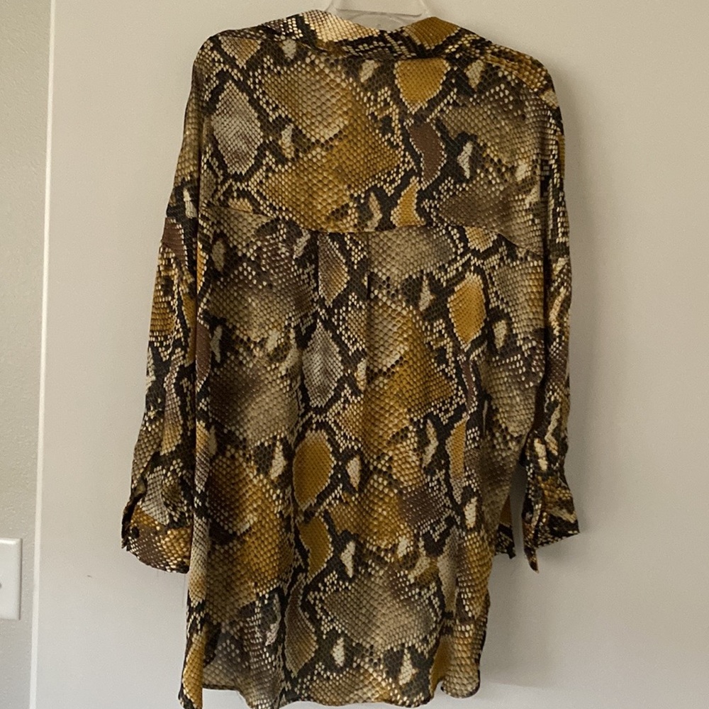 Zara Oversized Python Snake Animal Print Blouse S… - image 7